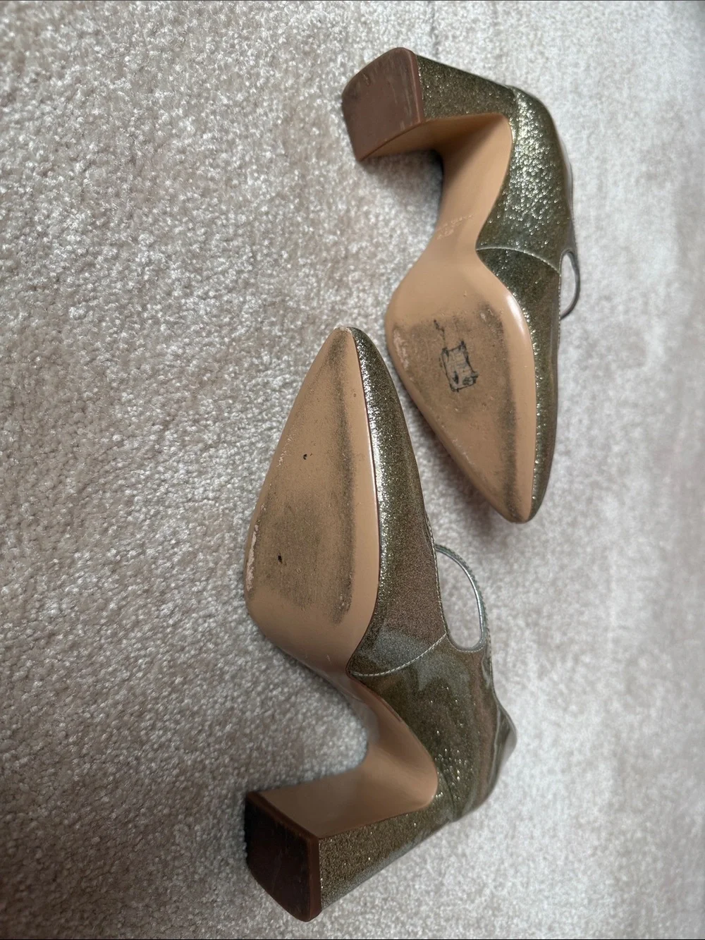 kate spade Gold Glitter Pearl Strap Mary Jane Block Heels - Picture 7 of 7